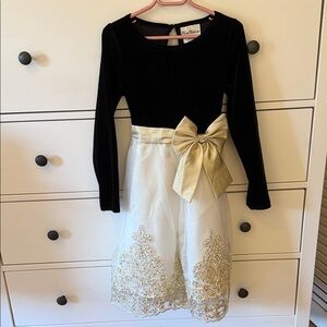 Elegant Black and Gold Kids Formal Dress, Size 8